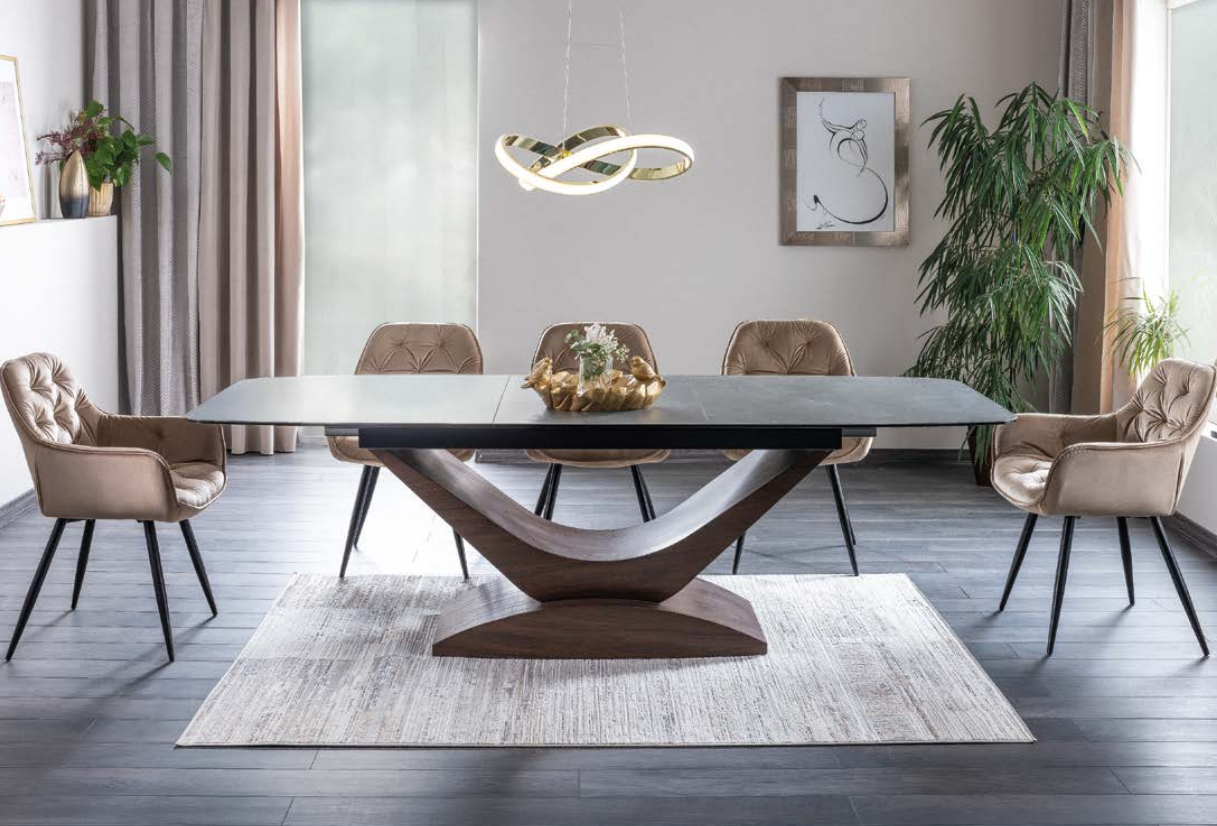 Stalas DOLCE CERAMIC + Kėdės CHERRY VELVET