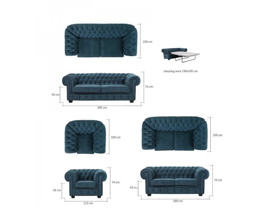 Minkštų baldų komplektas MANCHESTER 3M+2+1