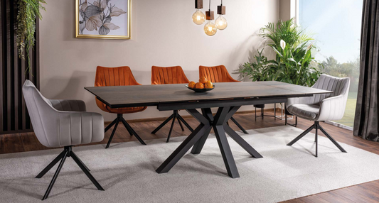 Stalas COLUMBUS CERAMIC + Kėdės AZALIA VELVET