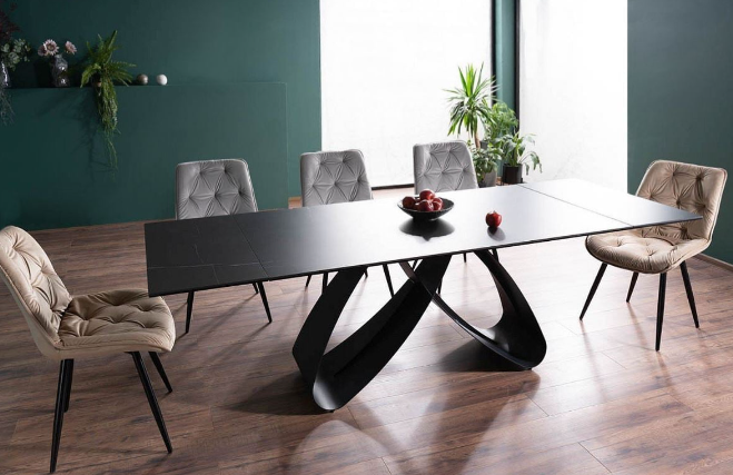 Stalas SAMANTA CERAMIC + Kėdės CHERRY II VELVET